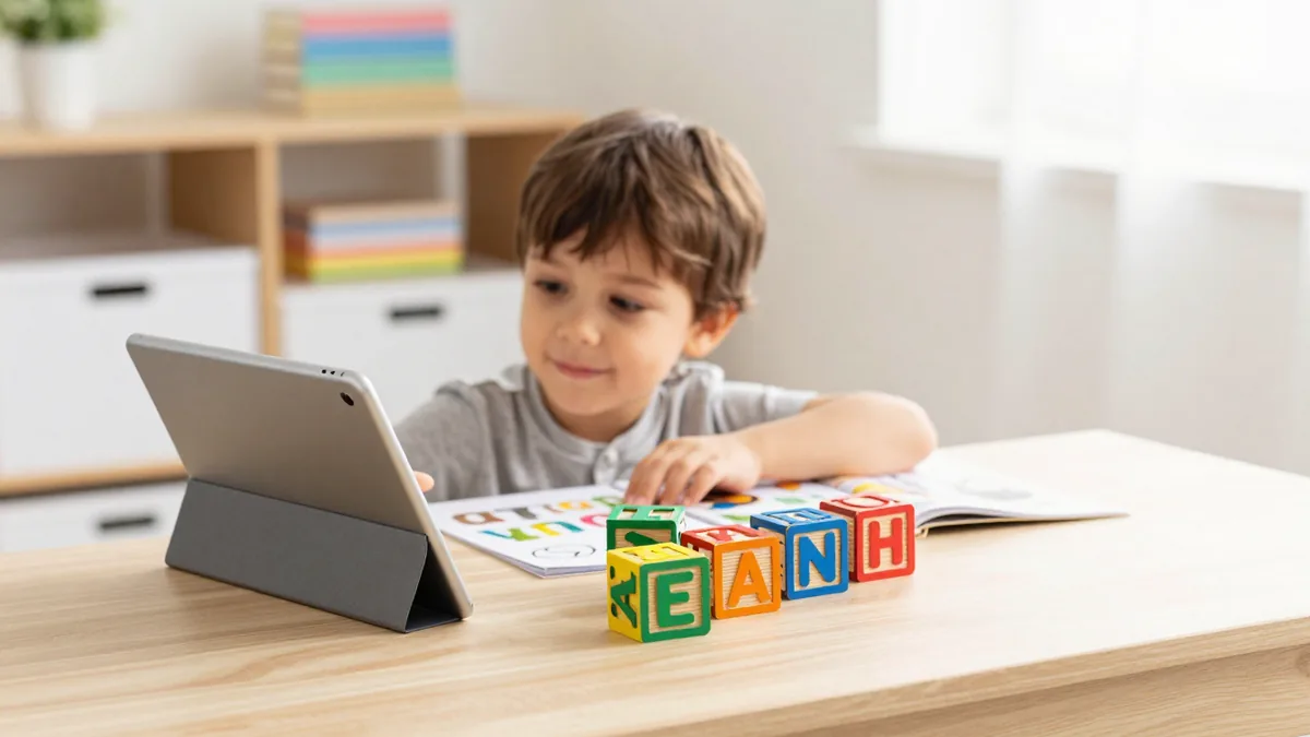 タブレットで英語を学ぶ子どものイメージ